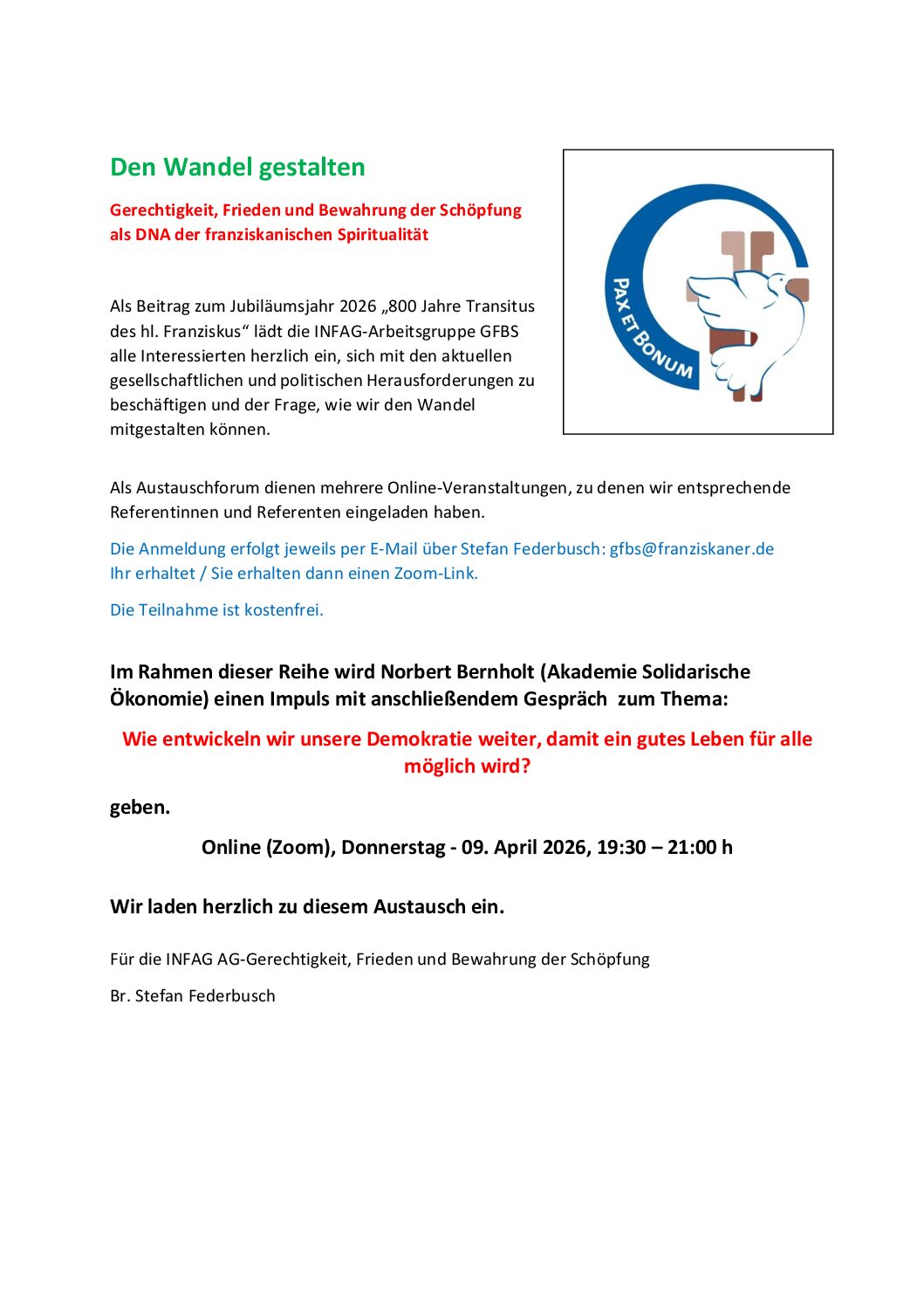 Impuls & Diskussion: Ein gutes Leben für alle in unserer Demokratie gestalten