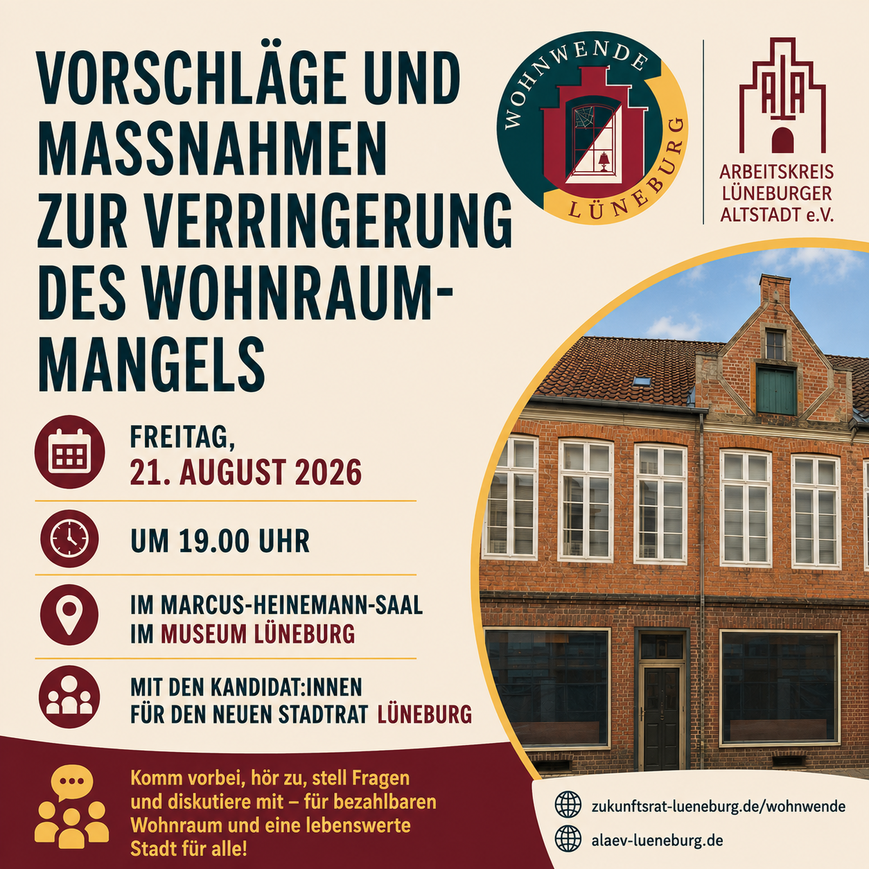WohnWende und ALA laden ein zum Bürger:innengespräch: Vorschläge und Maßnahmen zur Verringerung des Wohnraummangels