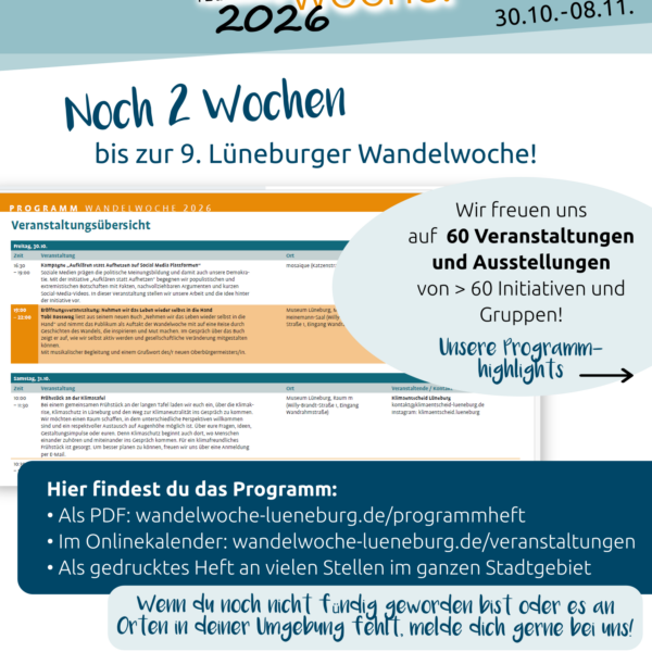 Die 9. Lüneburger Wandelwoche steht vor der Tür!